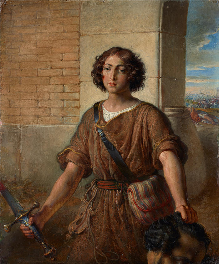 约翰·彼得·克拉夫特 (Johann Peter Krafft,奥地利画家) 作品-《大卫与歌利亚的头颅(1852 年之前)》高清下载