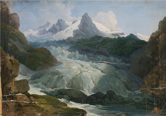 约翰·彼得·克拉夫特 (Johann Peter Krafft，奥地利画家) 作品-《罗纳冰川 (1854)》高清下载
