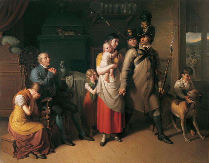 约翰·彼得·克拉夫特 (Johann Peter Krafft,奥地利画家) 作品-《Landwehrmann 的回归 (1820)》高清下载