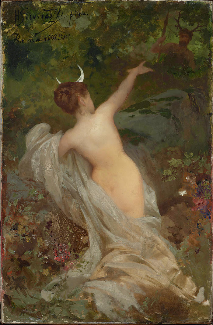 亨利克·西米拉兹基（Henryk Siemiradzki，波兰画家）作品-《戴安娜与阿克泰翁 (1886)》高清下载