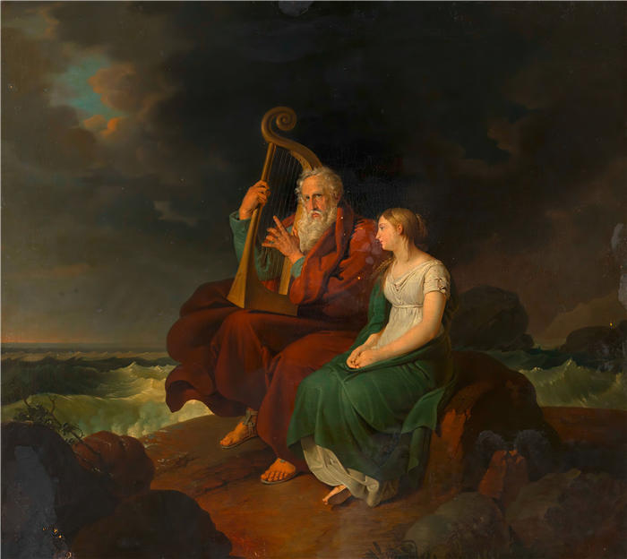 约翰·彼得·克拉夫特 (Johann Peter Krafft，奥地利画家) 作品-《Ossian 和 Malvina（1821 年后）》高清下载