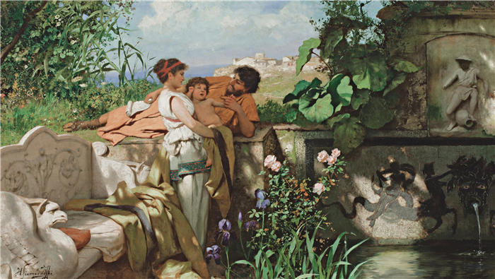 亨利克·西米拉兹基(Henryk Siemiradzki,波兰画家)作品-《喷泉旁》高清下载