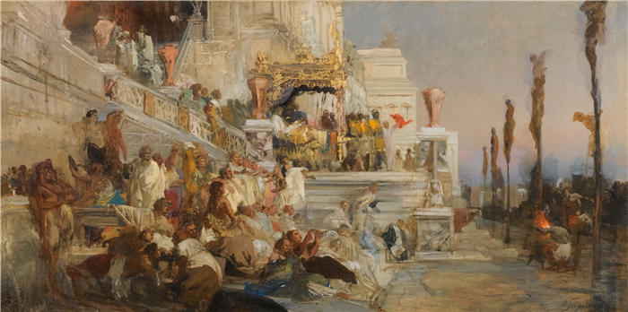 亨利克·西米拉兹基(Henryk Siemiradzki,波兰画家)作品-《学习尼禄的火炬》高清下载