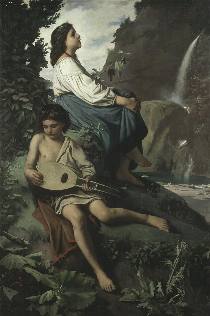 安塞尔姆·费尔巴哈（Anselm Feuerbach，德国画家）作品-《蒂沃利的记忆（1866 年至 1867 年之间）》高清下载