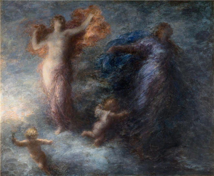 亨利·范汀·拉图尔(Henri Fantin-Latour,法国画家)作品-《黎明与黑夜 (1894)》高清油画