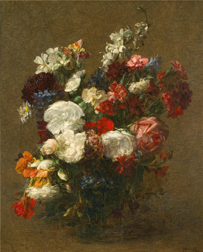 亨利·范汀·拉图尔(Henri Fantin-Latour,法国画家)作品-《各种花 (1904)》高清油画
