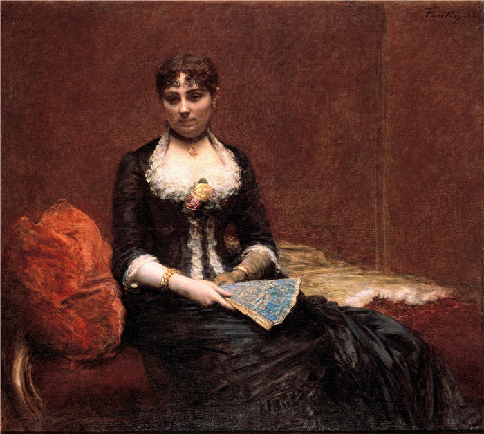亨利·范汀·拉图尔（Henri Fantin-Latour，法国画家）作品-《利昂·马斯特夫人肖像》高清油画