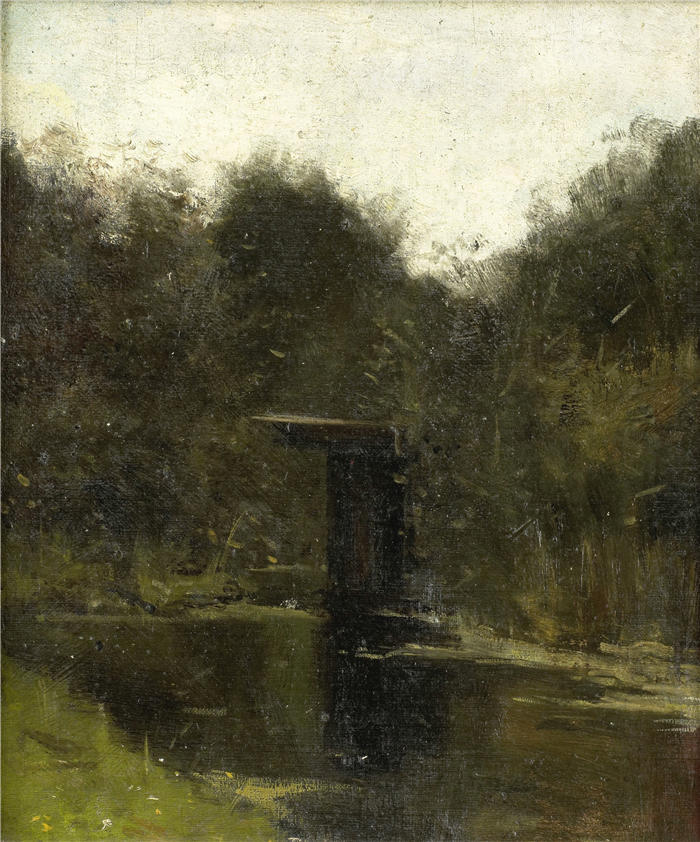 理查德·罗兰·霍尔斯特（Richard Roland Holst，荷兰画家）作品-《Breukelen 附近池塘的一角（1888 年）》高清下载