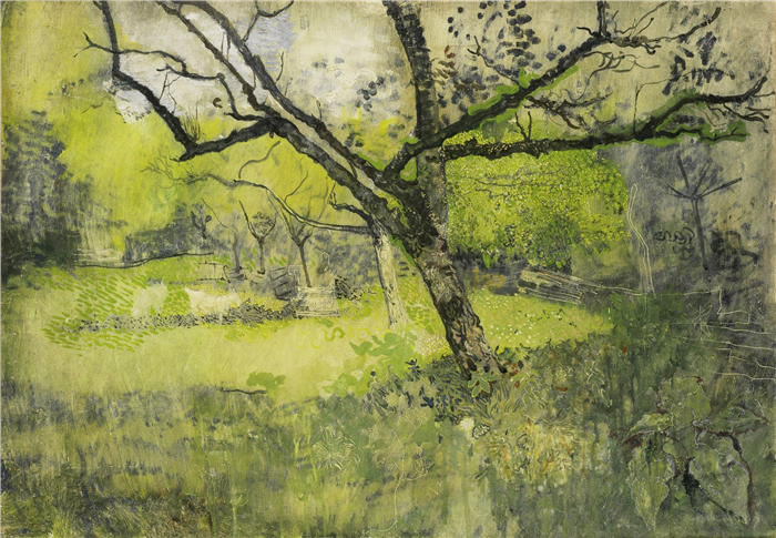 理查德·罗兰·霍尔斯特（Richard Roland Holst，荷兰画家）作品-《Eemnes 的果园 (1888 - 1895)》高清下载
