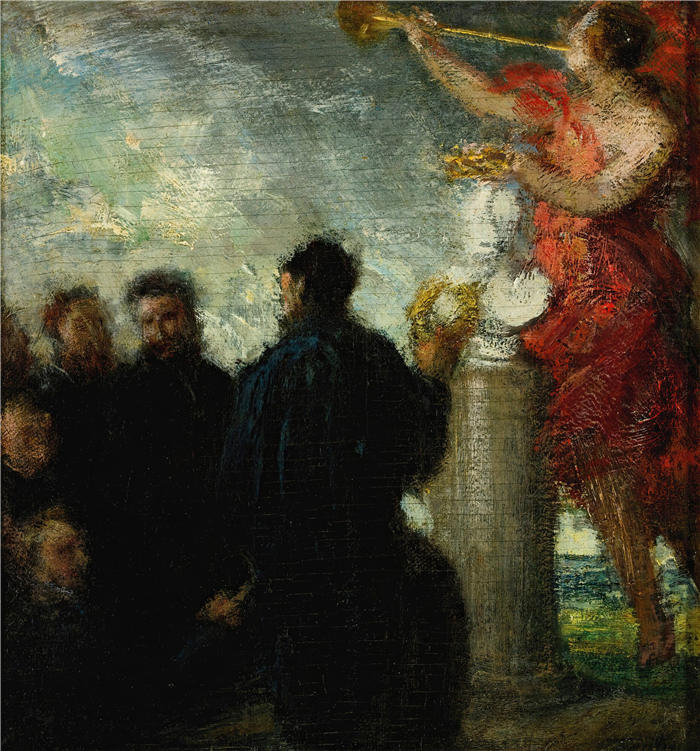 亨利·范汀·拉图尔（Henri Fantin-Latour，法国画家）作品-《向欧仁·德拉克洛瓦致敬 (1864)》高清油画