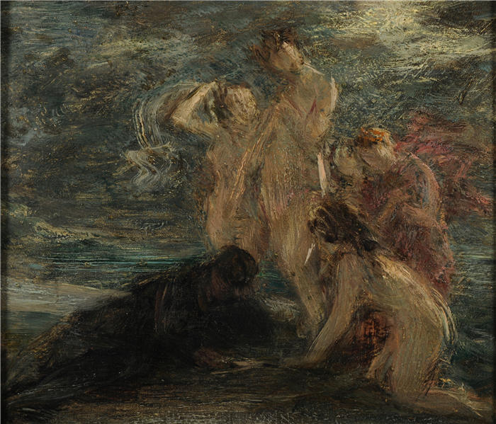 亨利·范汀·拉图尔（Henri Fantin-Latour，法国画家）作品-《诗人与缪斯》高清油画