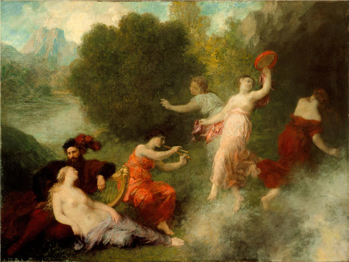 亨利·范汀·拉图尔（Henri Fantin-Latour，法国画家）作品-《维纳斯山上的坦豪瑟 (1864)》高清油画