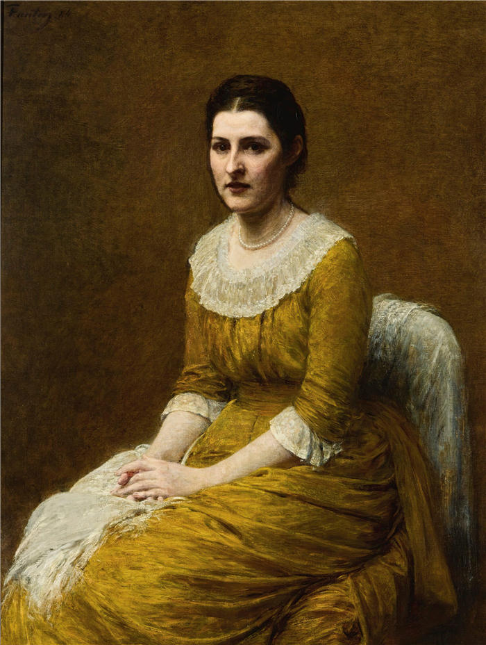 亨利·范汀·拉图尔（Henri Fantin-Latour，法国画家）作品-《莎拉·贝吉特小姐 (1884)》高清油画