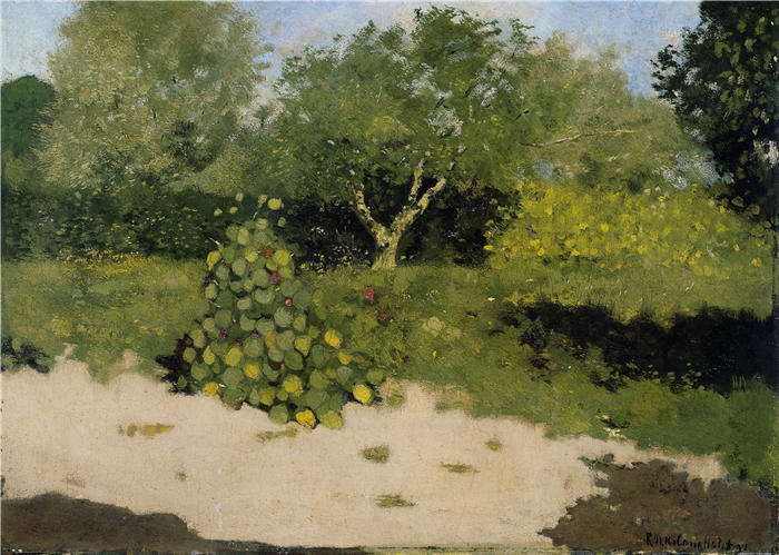理查德·罗兰·霍尔斯特（Richard Roland Holst，荷兰画家）作品-《有金莲花的花园一角（1891 年）》高清下载