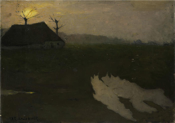 理查德·罗兰·霍尔斯特（Richard Roland Holst，荷兰画家）作品-《月光下的风景（1891）》高清下载