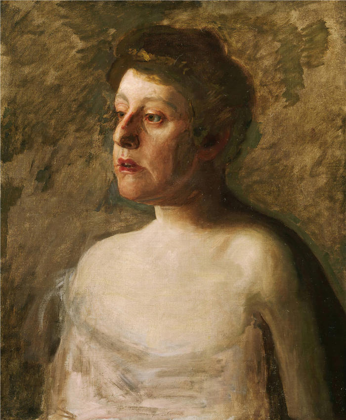 托马斯·埃金斯 (Thomas Eakins，美国画家)作品-《歌手（WH Bowden 夫人）（约 1906 年）》高清下载