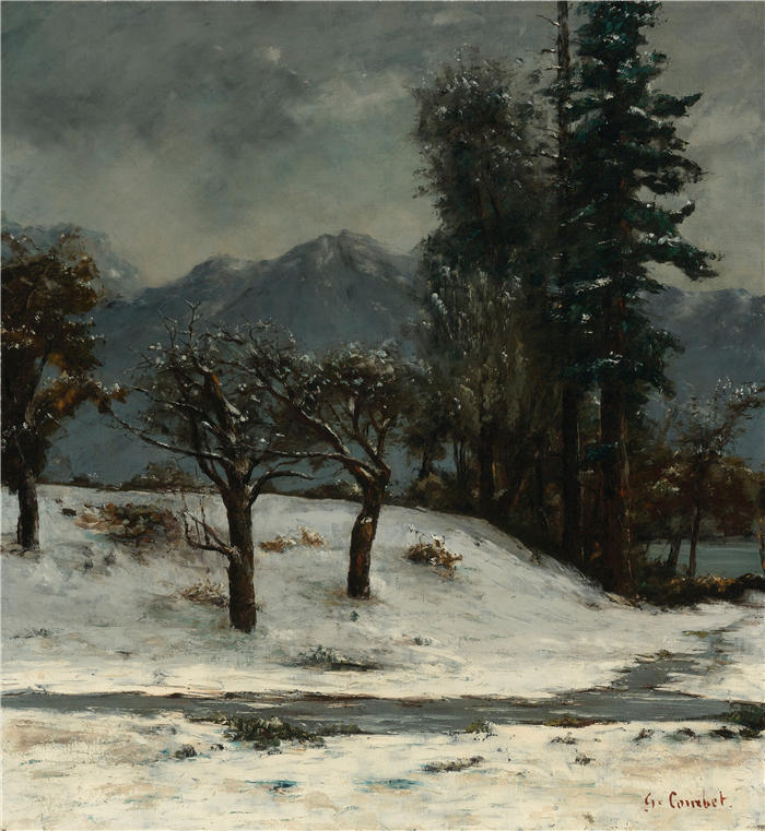 古斯塔夫·库尔贝(Gustave Courbet,法国画家)-《Neige》高清油画作品