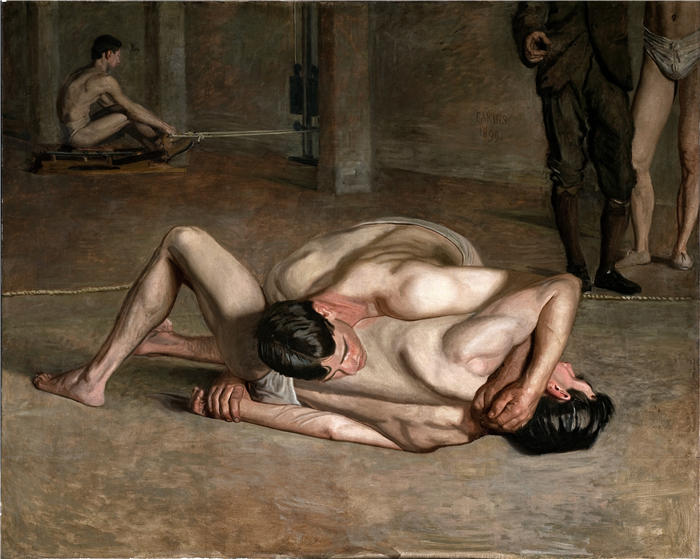 托马斯·埃金斯 (Thomas Eakins,美国画家)作品-《摔跤手 (1899)》高清下载