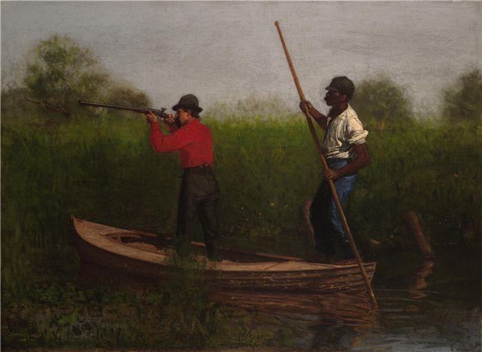 托马斯·埃金斯 (Thomas Eakins，美国画家)作品-《特拉华州的铁路射击（1876 年）》高清下载