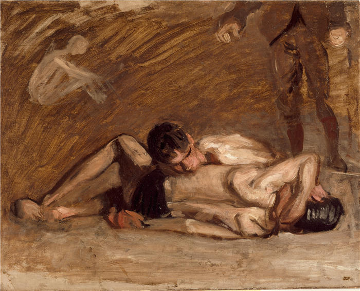托马斯·埃金斯 (Thomas Eakins，美国画家)作品-《摔跤手（大约 1899 年）》高清下载