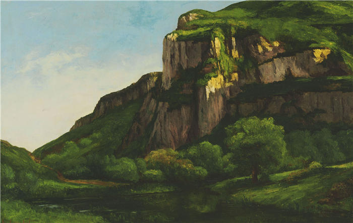 古斯塔夫·库尔贝(Gustave Courbet,法国画家)-《Mouthier 的岩石》高清油画作品
