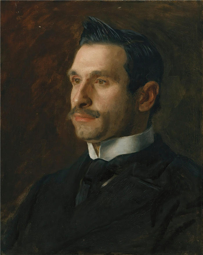 托马斯·埃金斯 (Thomas Eakins，美国画家)作品-《弗朗切斯科·罗马诺 (Francesco Romano) 的肖像 (1904)》高清下载