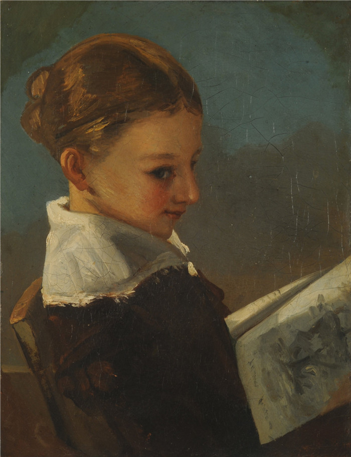 古斯塔夫·库尔贝（Gustave Courbet，法国画家）-《十岁的朱丽叶·库尔贝》高清油画作品