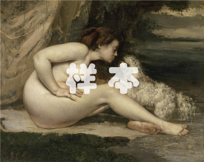 古斯塔夫·库尔贝(Gustave Courbet,法国画家)-《带狗的裸体女人》高清油画作品