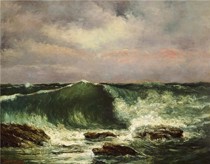 古斯塔夫·库尔贝(Gustave Courbet,法国画家)-《波浪》高清油画作品