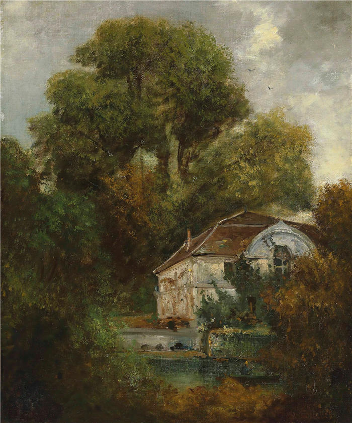 古斯塔夫·库尔贝(Gustave Courbet,法国画家)-《博利厄城堡;洛桑附近 (1875)》高清油画作品