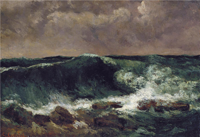 古斯塔夫·库尔贝(Gustave Courbet,法国画家)-《波浪 (1869)》高清油画作品