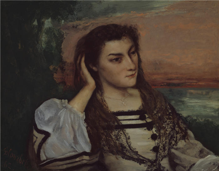 古斯塔夫·库尔贝(Gustave Courbet,法国画家)-《幻想(Gabrielle Borreau肖像)(1862)》高清油画作品