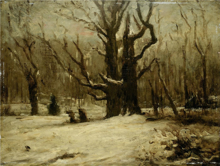 古斯塔夫·库尔贝(Gustave Courbet,法国画家)-《冬季景观(1850-1877)》高清油画作品