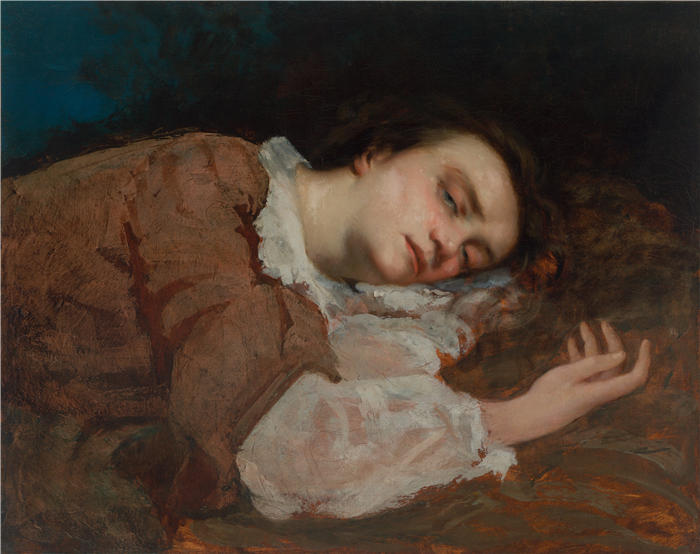 古斯塔夫·库尔贝（Gustave Courbet，法国画家）-《塞纳河畔的女孩（夏季）》高清油画作品