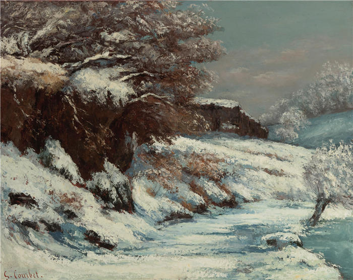 古斯塔夫·库尔贝（Gustave Courbet，法国画家）-《雪景》高清油画作品