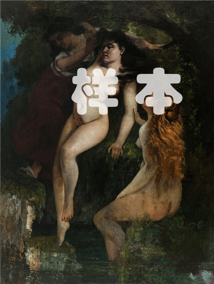 古斯塔夫·库尔贝(Gustave Courbet,法国画家)-《三名沐浴者 (1865-1869)》高清油画作品