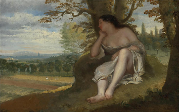 古斯塔夫·库尔贝（Gustave Courbet，法国画家）-《小憩》高清油画作品