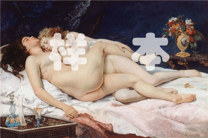 古斯塔夫·库尔贝(Gustave Courbet,法国画家)-《睡眠 (1866)》高清油画作品