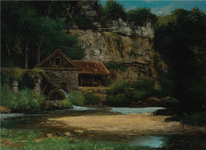 古斯塔夫·库尔贝(Gustave Courbet,法国画家)-《磨坊 (1874)》高清油画作品