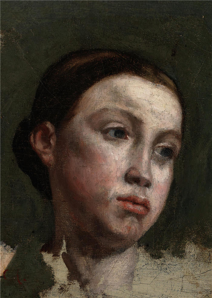 古斯塔夫·库尔贝（Gustave Courbet，法国画家）-《一位年轻女子的肖像（约1845年）》高清油画作品