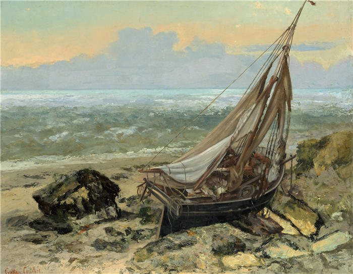 古斯塔夫·库尔贝（Gustave Courbet，法国画家）-《渔船 (1865)》高清油画作品