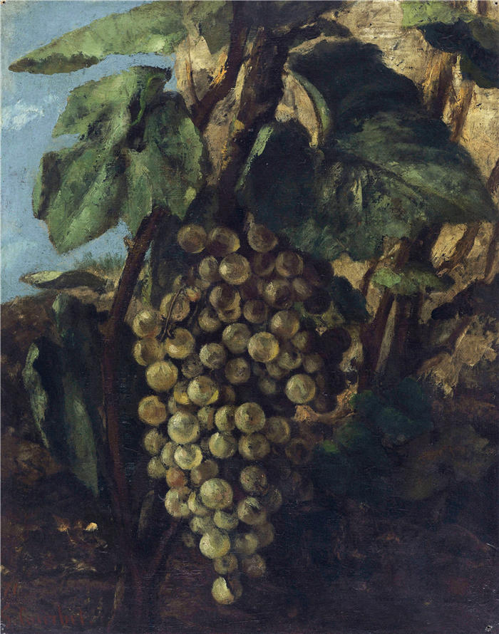 古斯塔夫·库尔贝（Gustave Courbet，法国画家）-《一串葡萄 (1871)》高清油画作品