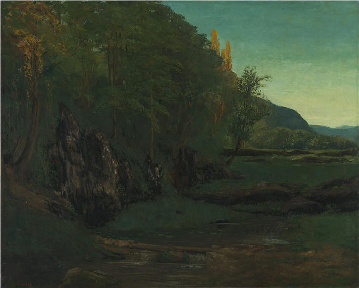 古斯塔夫·库尔贝（Gustave Courbet，法国画家）-《侏罗山风景（1868）》高清油画作品