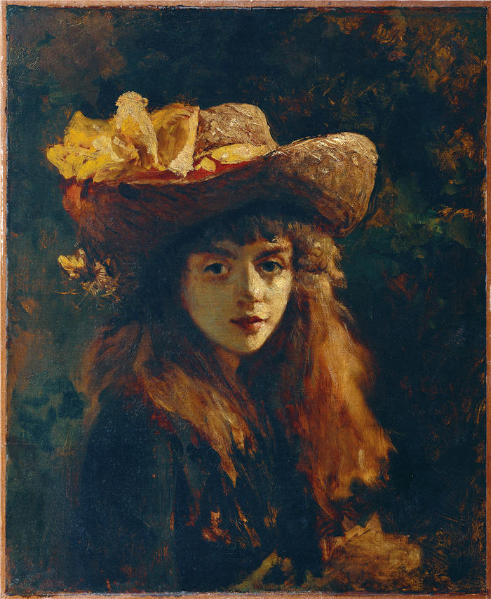 古斯塔夫·库尔贝（Gustave Courbet，法国画家）-《一个女孩的肖像（1871）》高清油画作品