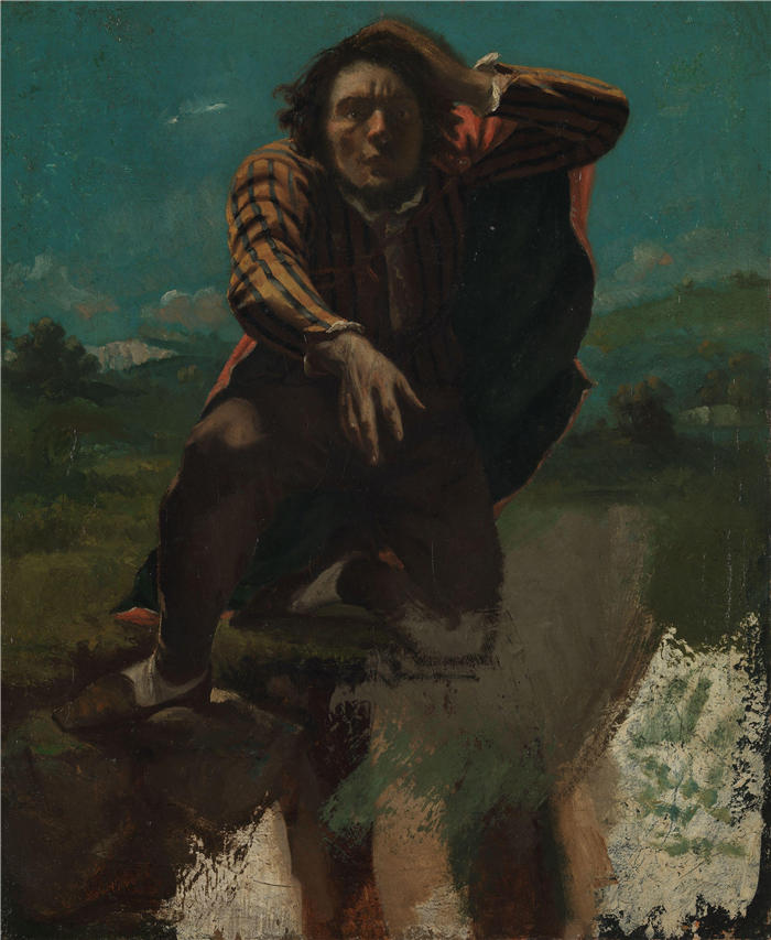 古斯塔夫·库尔贝（Gustave Courbet，法国画家）-《自画像 (1844)》高清油画作品