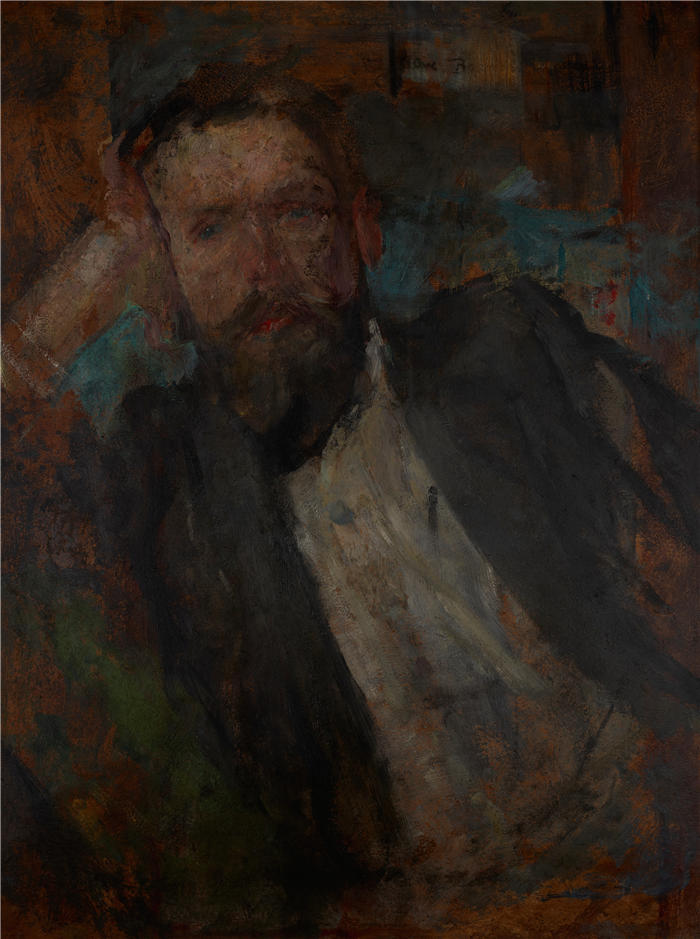 奥尔加·博兹南斯卡 (Olga Boznańska，波兰画家)高清油画作品-男性肖像（约 1905 年）