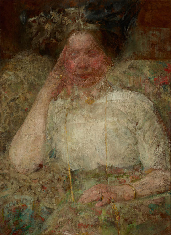 奥尔加·博兹南斯卡 (Olga Boznańska，波兰画家)高清油画作品-女人的肖像（1914-1916）