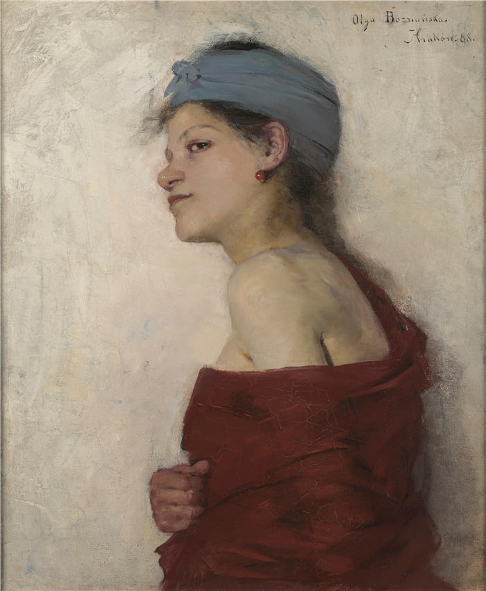 奥尔加·博兹南斯卡 (Olga Boznańska，波兰画家)高清油画作品-女人的肖像 – 吉普赛女人 (1888)