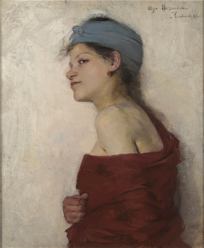 奥尔加·博兹南斯卡 (Olga Boznańska,波兰画家)高清油画作品-女人的肖像 – 吉普赛女人 (1888)