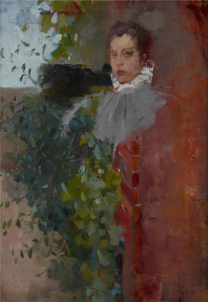 奥尔加·博兹南斯卡 (Olga Boznańska，波兰画家)高清油画作品-女人的肖像（1885）